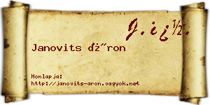 Janovits Áron névjegykártya